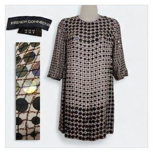 French Connection Iridescent Beaded Sequin Mini Dress Sz 6 Small Cocktail Party